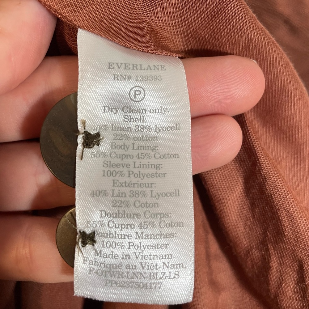 Everlane The Cotton-Linen Blazer Soft Rust Women’s Size 16 Soft Rust Color - Picture 7 of 10
